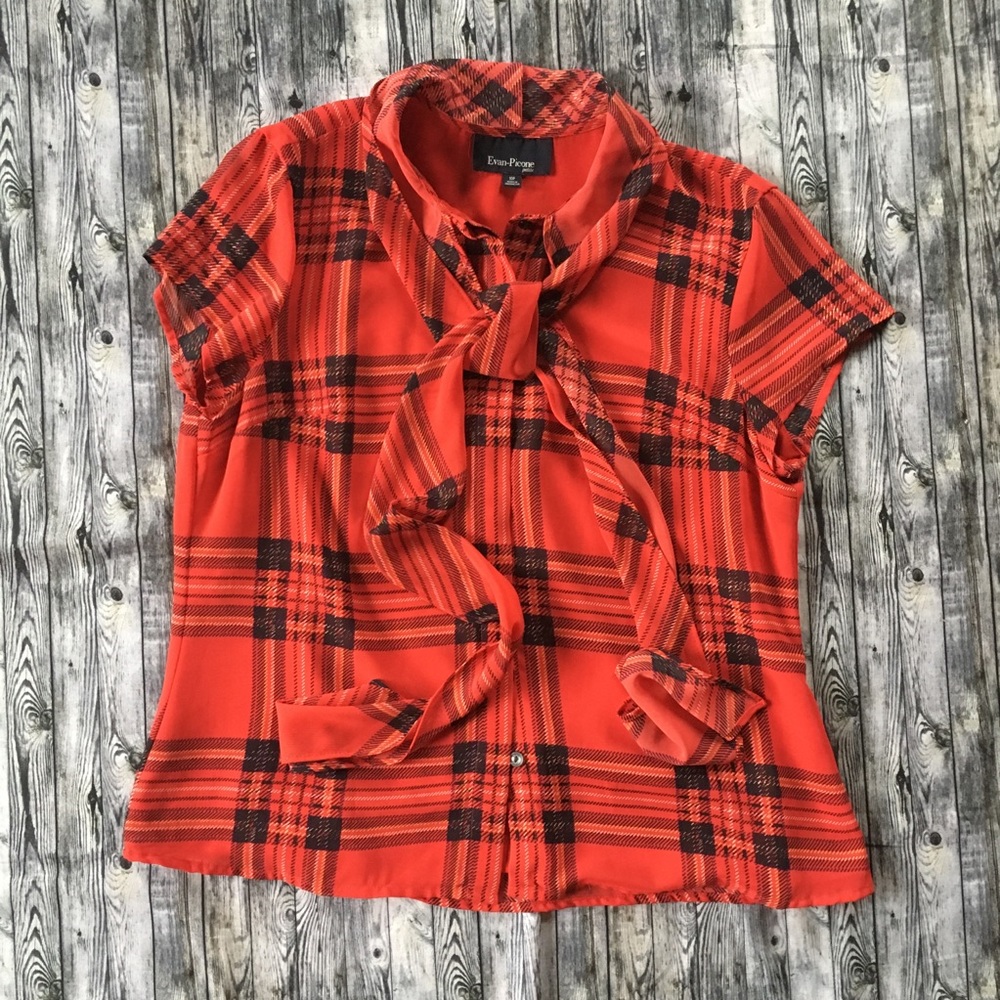 Evan Picone Petite Plaid Blouse